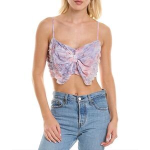 ALLISON NEW YORK Morgan Bow Crop Top Lavender Watercolor Small